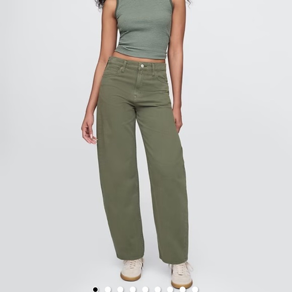 GAP Barrel High Rise Olive Pants - Picture 1 of 6